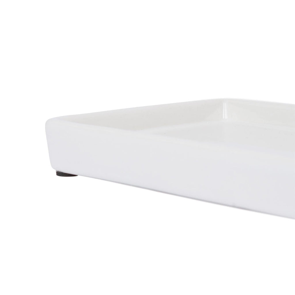 Ceramic Soap Dispenser Tray - 17cm - White