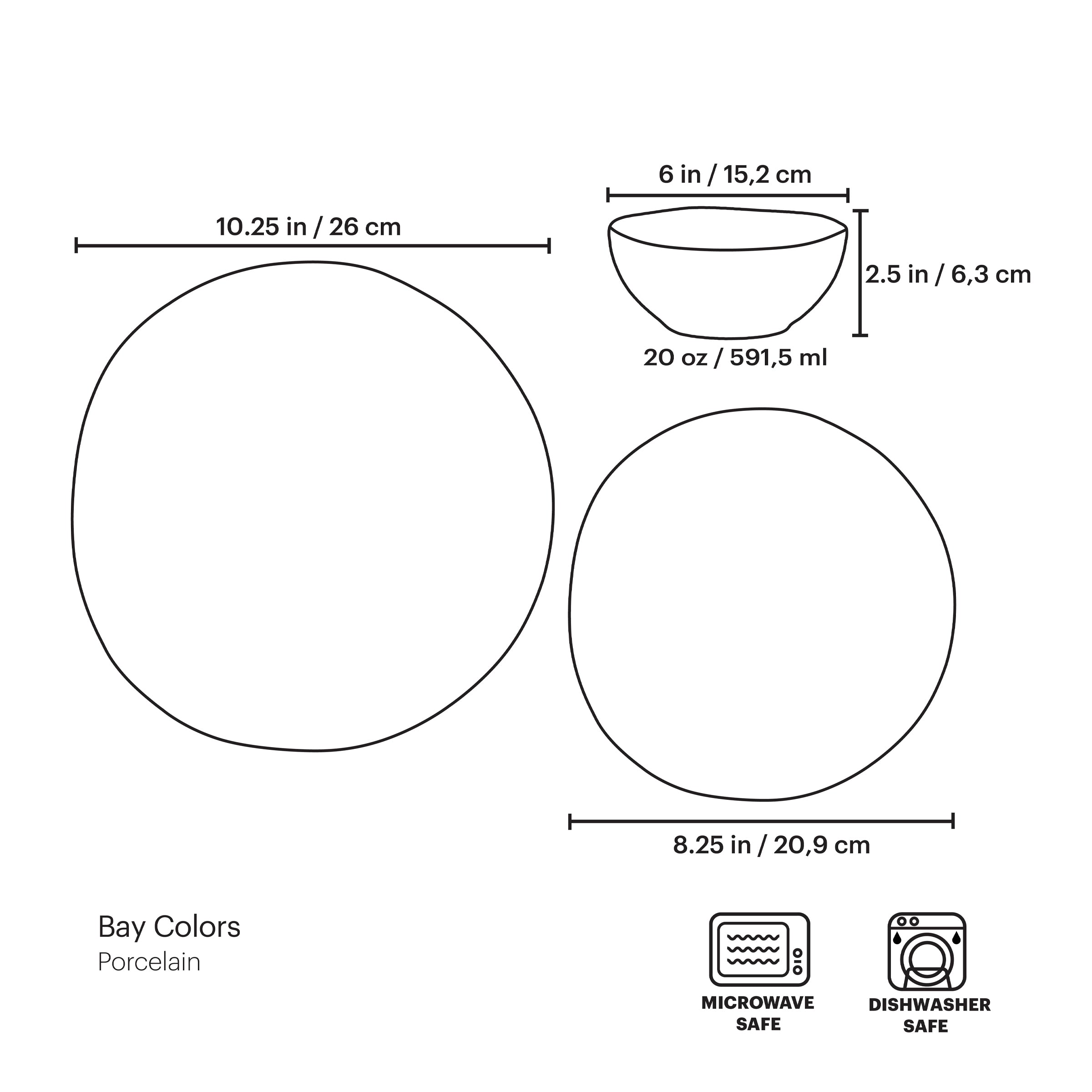 Bay Colors 12-Piece Dinnerware Set, White