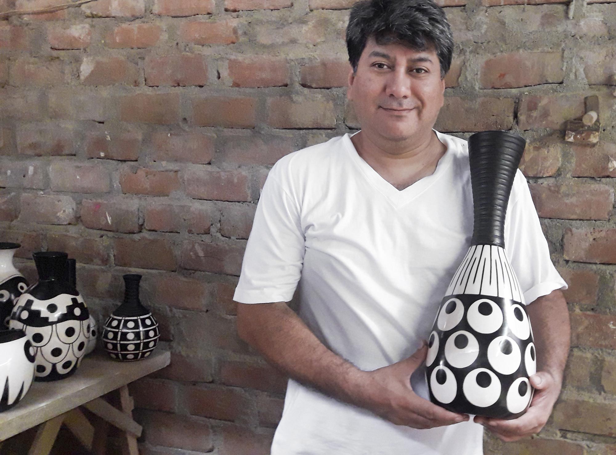 Handcrafted Ceramic Decorative Vase in Warm Palette - Sun Tribute