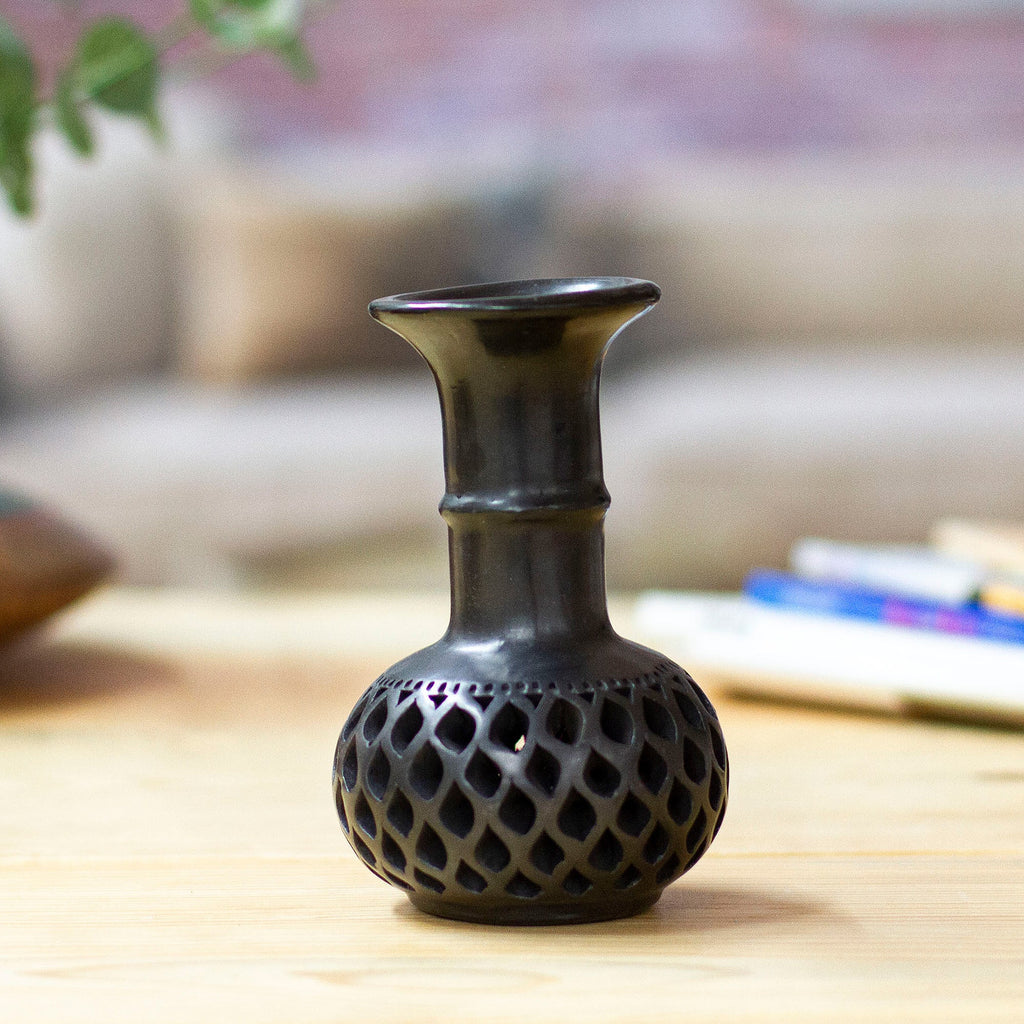 Oaxaca Barro Negro Decorative Ceramic Vase - Oaxacan Style