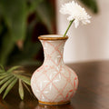 Paprika Red and White Trellis Motif Ceramic Fluted Vase - Windmill Trellis Bloom