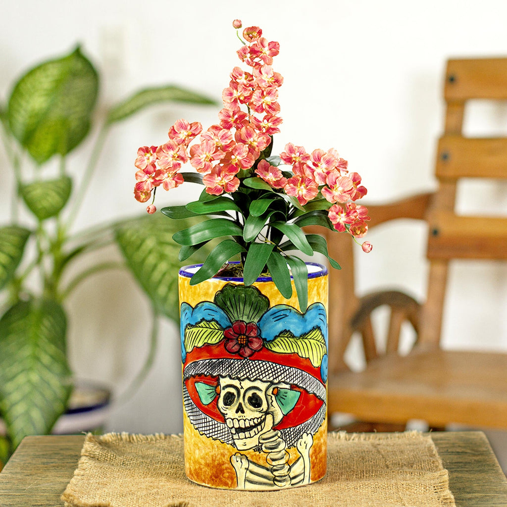 Ceramic Catrina Vase Hand Painted in Mexico - Brilliant Catrina