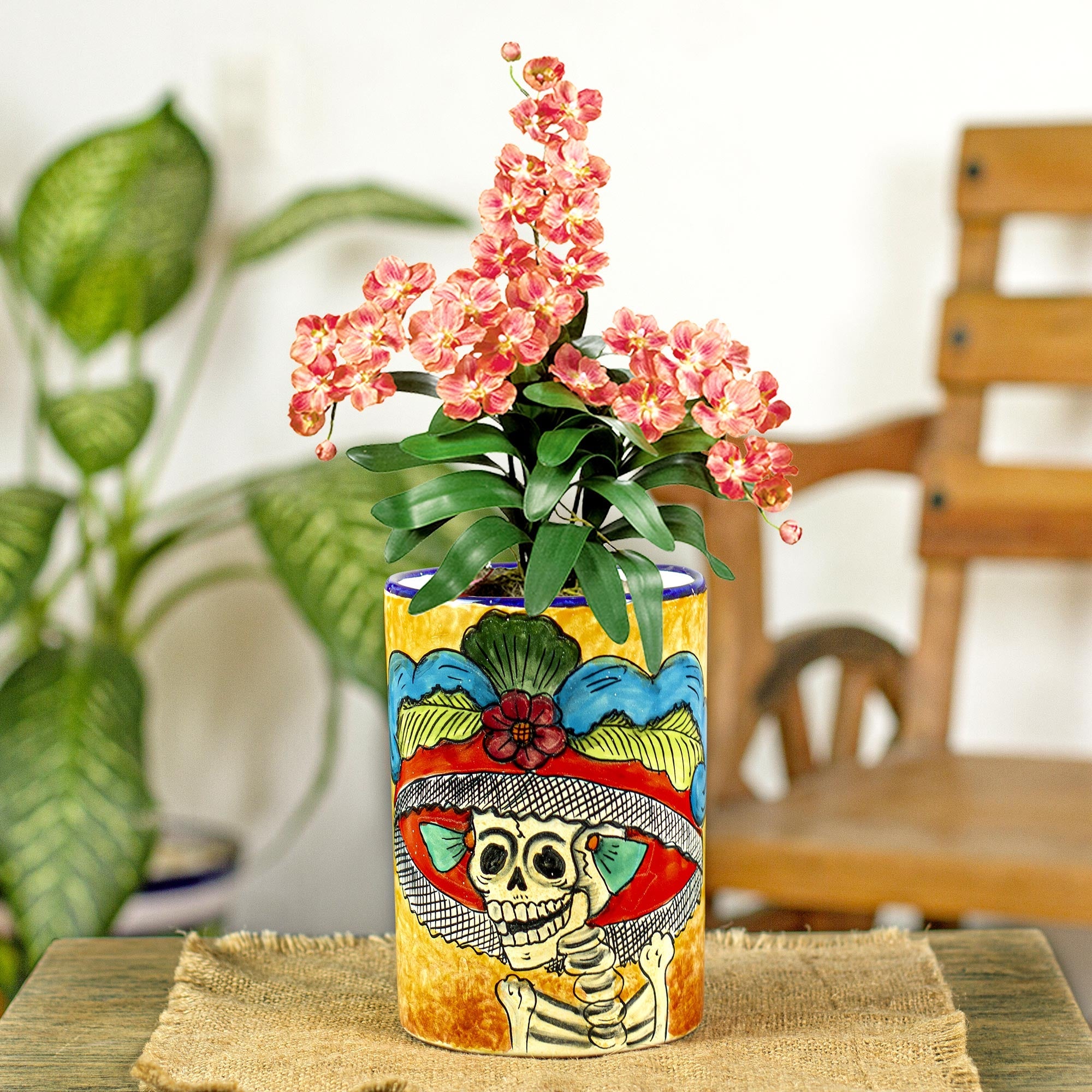 Ceramic Catrina Vase Hand Painted in Mexico - Brilliant Catrina