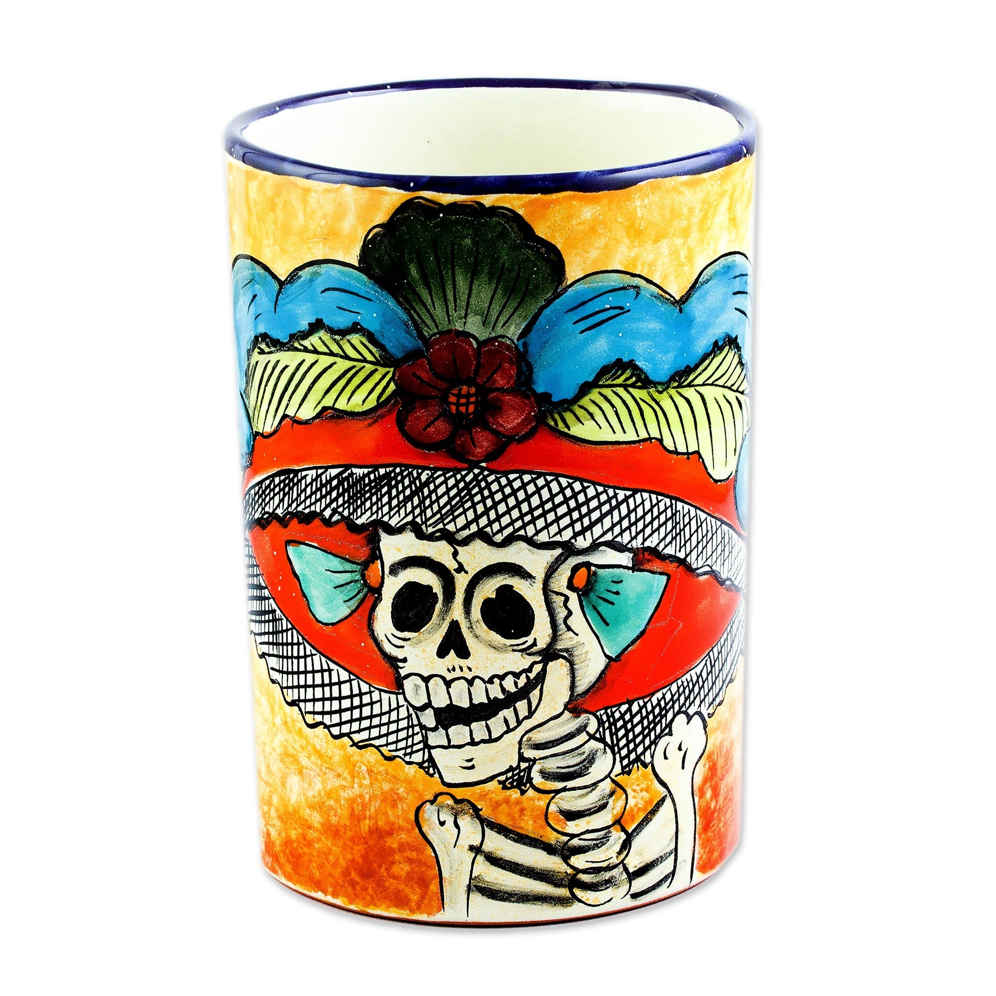 Ceramic Catrina Vase Hand Painted in Mexico - Brilliant Catrina
