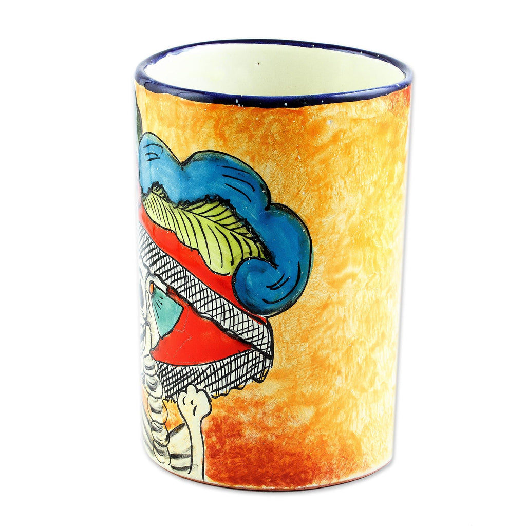 Ceramic Catrina Vase Hand Painted in Mexico - Brilliant Catrina