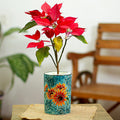 Sunflower Motif Ceramic Vase from Mexico - Brilliant Sunflower