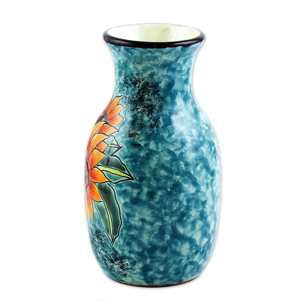Unique Hand Painted Sunflower Themed Vase - Sunflower Brilliance
