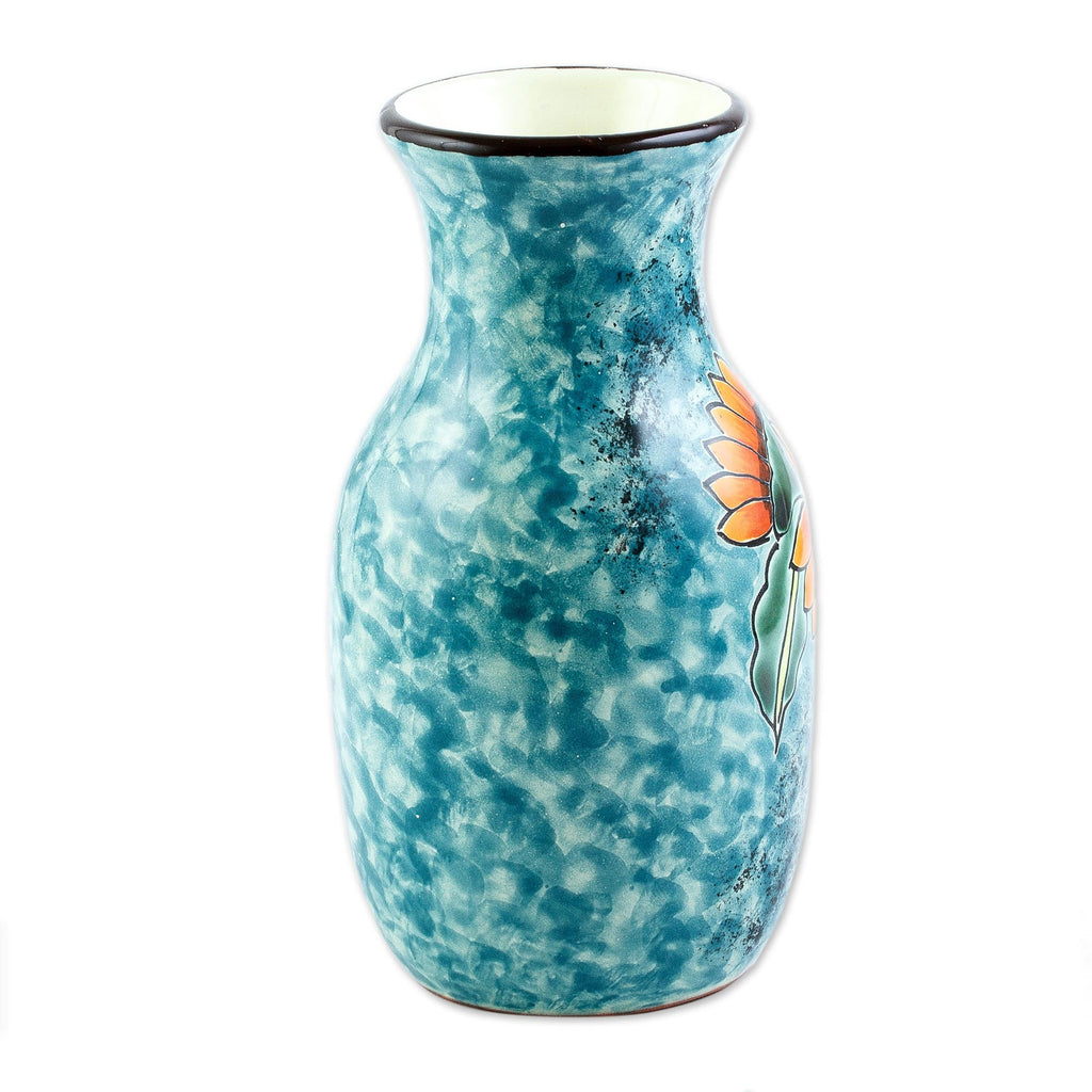 Unique Hand Painted Sunflower Themed Vase - Sunflower Brilliance