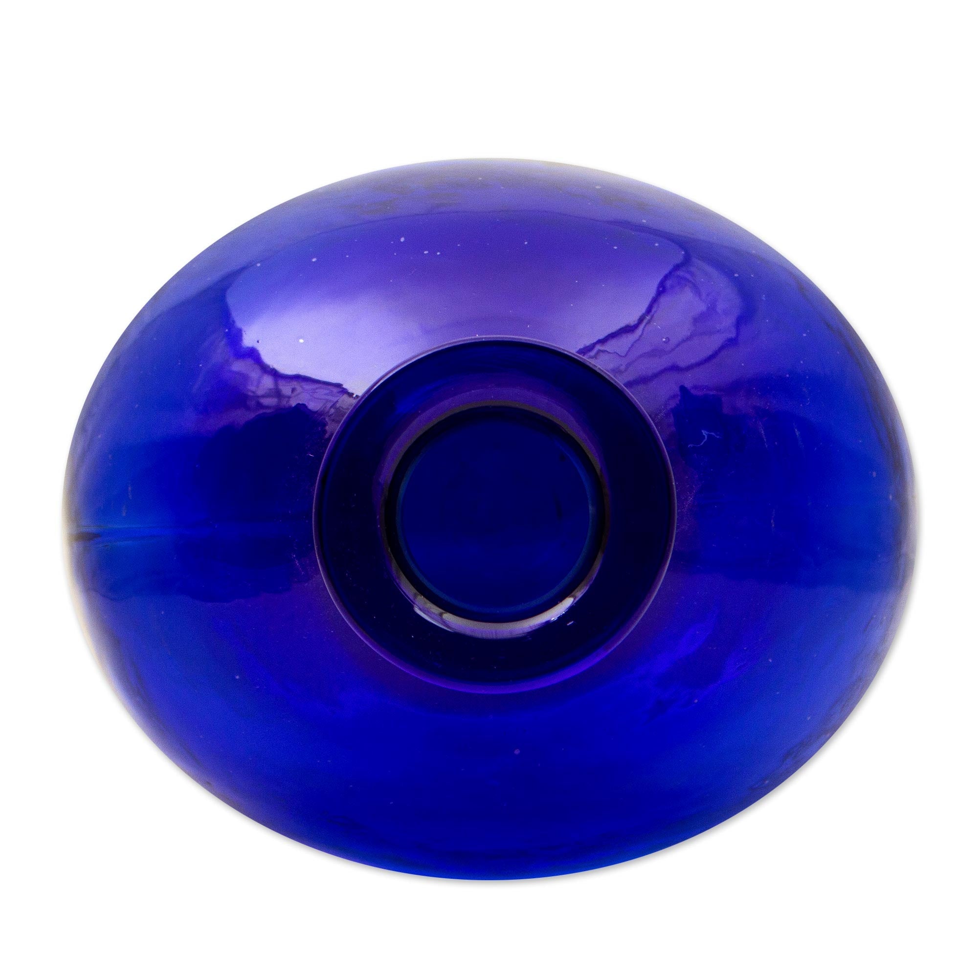 Blue Bottle Shaped Eco Friendly Blown Glass Vase - Cobalt Blue Bottle