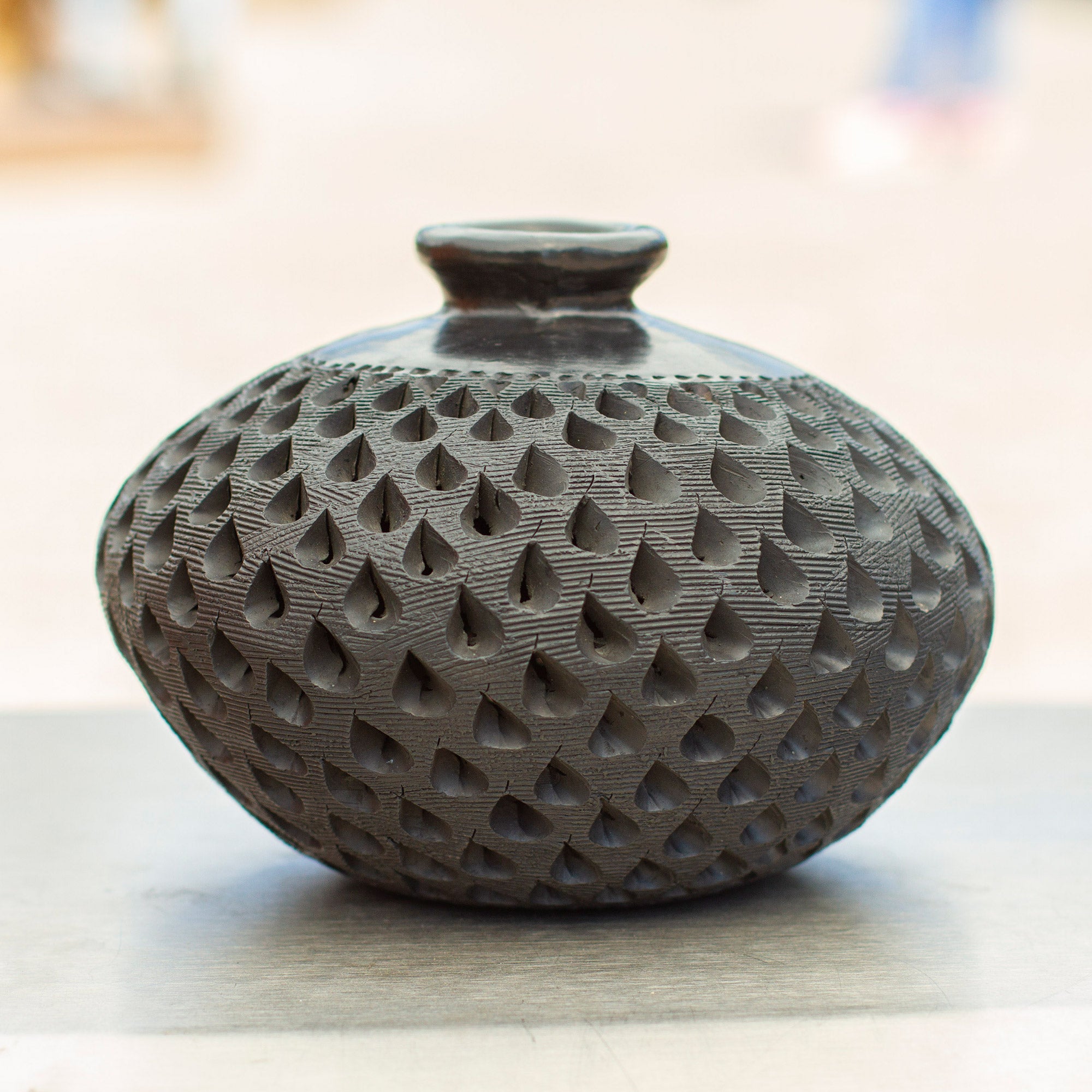 Handmade Black Clay Decorative Vase - Bartolo Black