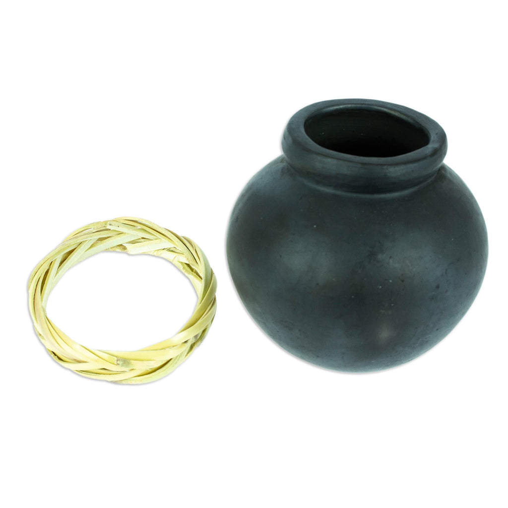 Barro Negro Black Ceramic Decorative Mini Vase - Smooth Black