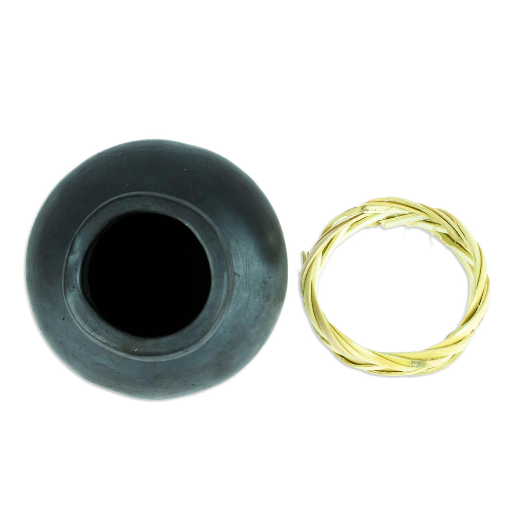 Barro Negro Black Ceramic Decorative Mini Vase - Smooth Black