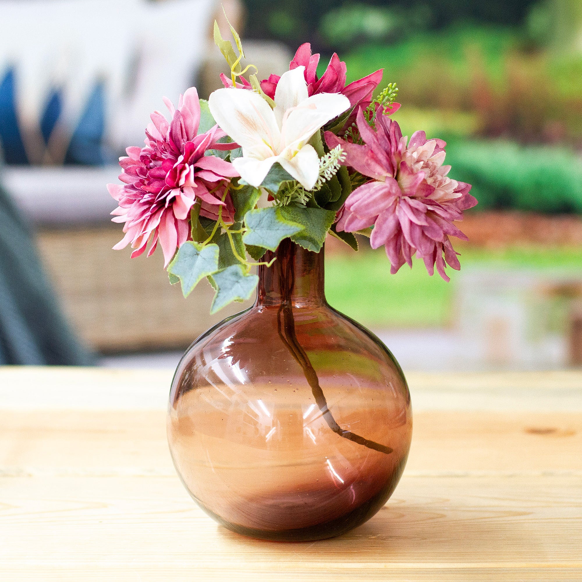 Eco-Friendly Handblown Clear Bordeaux Glass Vase - Bordeaux Dream